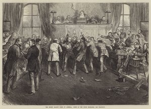 De paniek op de geldmarkt in Amerika, scène op de beurs, San Francisco door Frederick Barnard